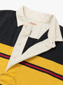 Panel Striped Jersey Rugby Shirt Black KAPITAL (collar close up) at Couverture & The Garbstore