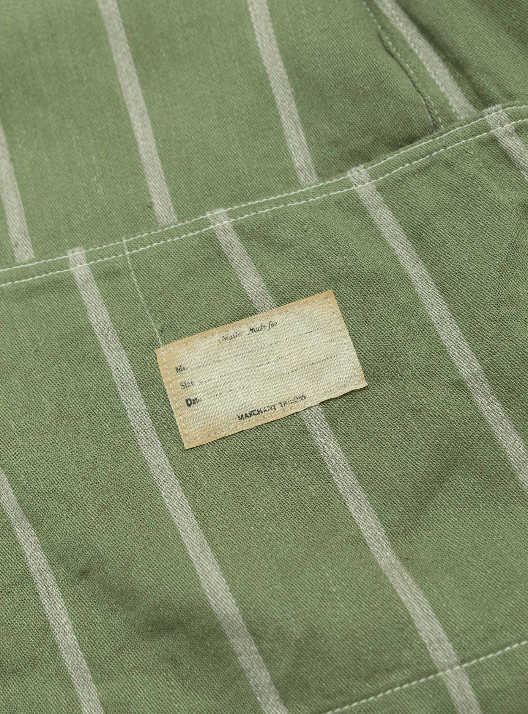 Linen Phillies Stripe Coverall Khaki KAPITAL (label detail) at Couverture & The Garbstore