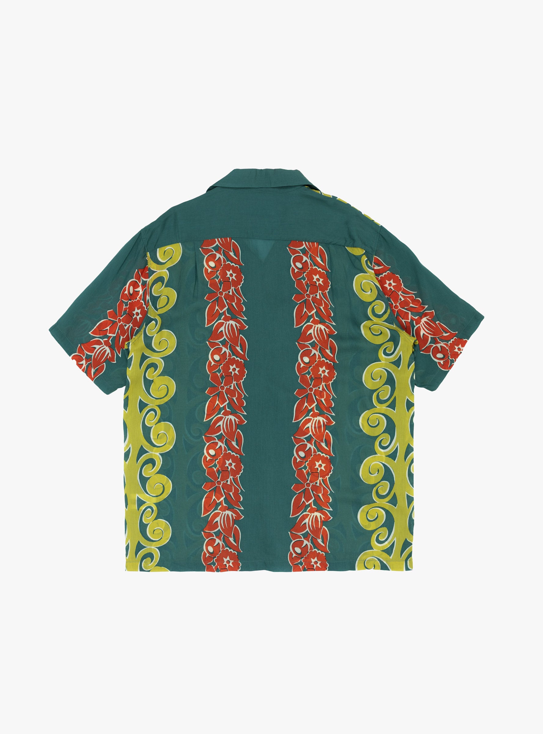 Camp Collar Kona Tree SS Shirt Emerald Green KAPITAL (back) at Couverture & The Garbstore