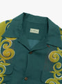 Camp Collar Kona Tree SS Shirt Emerald Green KAPITAL (collar detail) at Couverture & The Garbstore