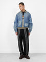 The 12oz Denim Drizzler Jacket Gold Rush Remake from Kapital comes in Blue at Couverture & The Garbstore
front model 