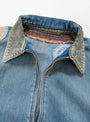 The 12oz Denim Drizzler Jacket Gold Rush Remake from Kapital comes in Blue at Couverture & The Garbstore
collar