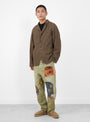 The Twill Aging-Wool Hospital Jacket from Kapital comes in Brown Stripe at Couverture & The Garbstore
 model front