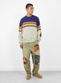 Katsuragi Cotton Gypsy Patch High Waist Nime Pants from Kapital come in Khaki at Couverture & The Garbstore
model front 