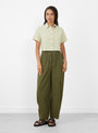 The Striped Cropped Shirt from 7115 by Szeki comes in Mustard at Couverture & The Garbstore
model front