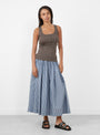 The Maya Sleeveless Henley Taupe in Grey from Malu at Couverture and The Garbstore 
model 