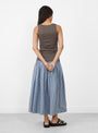 The Maya Sleeveless Henley Taupe in Grey from Malu at Couverture and The Garbstore 
model back