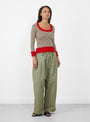 The Workwear Drawstring Chino Olive Green from Meryll Rogge at Couverture and The Garbstore 
model front