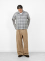 PJ Overshirt Charcoal & Off White-Charcoal & Off White-YMC You Must Create model front at Couverture & The Garbstore