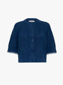 The Kwai Knit Cardigan from YMC comes in Blue at Couverture & The Garbstore
front 