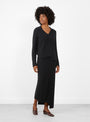 Boucle V Neck Jumper Black-Black-Lauren manoogian(model front) at Couverture & The Garbstore [pos:1.jpg]