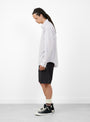 Standard LS Shirt Purple Stripe-Purple Stripe-Stussy model side at Couverture & The Garbstore