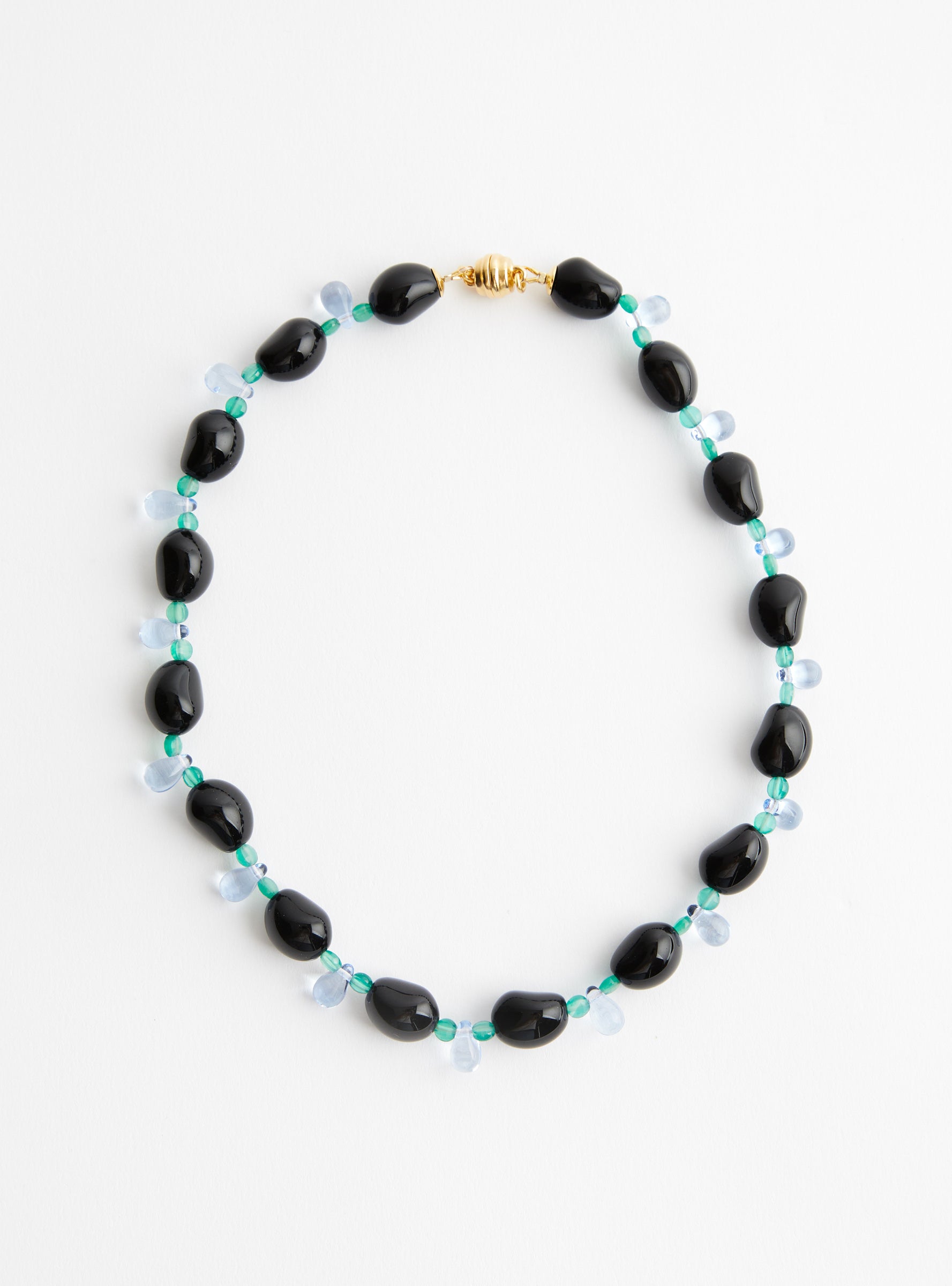 Mini Glass Beads Necklace Black and BlueBlack and BlueAglagla front view at Couverture & The Garbstore