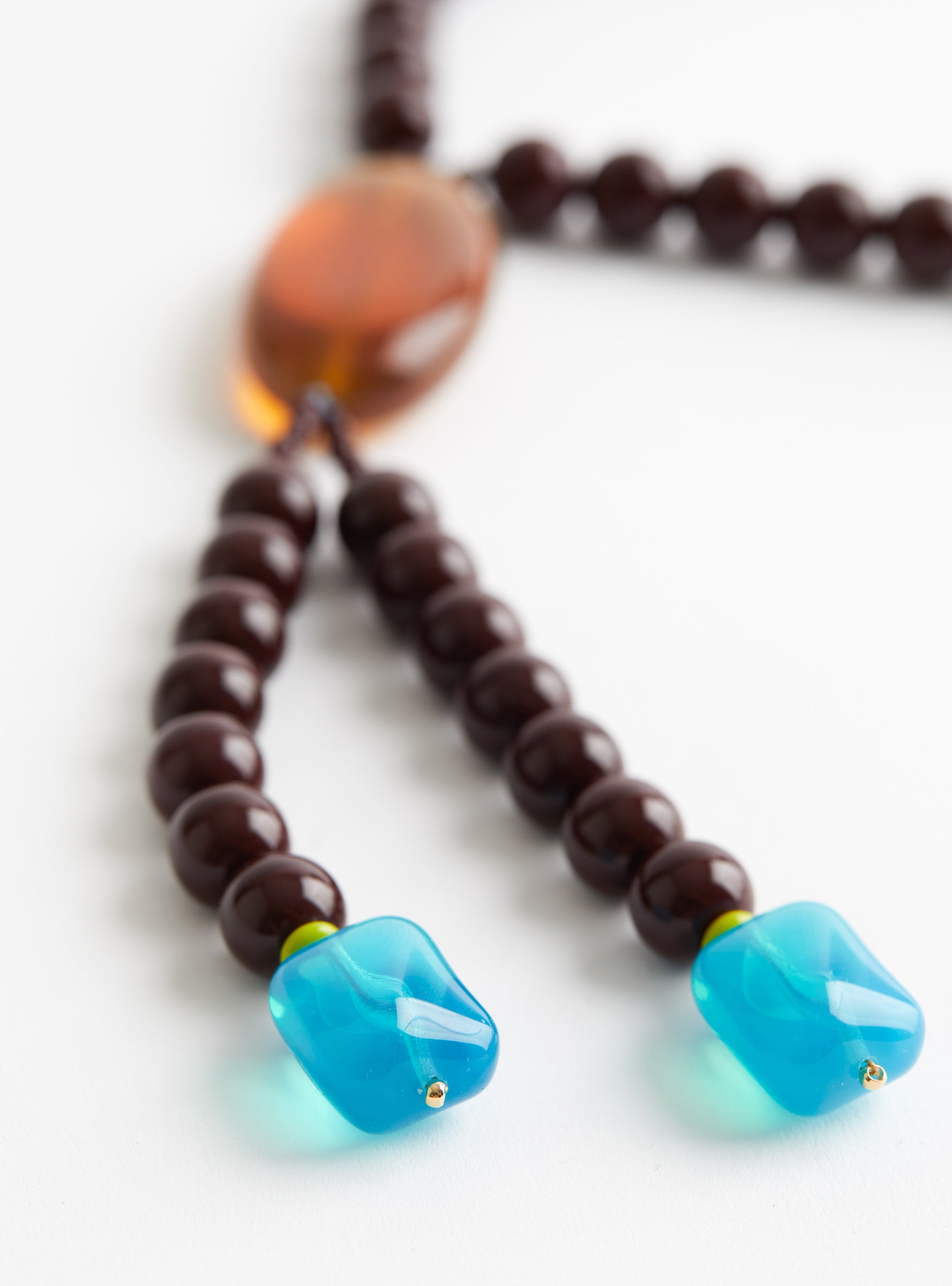 Bolo Tie Necklace Brown and BlueBrown and BlueAglagla close up at Couverture & The Garbstore