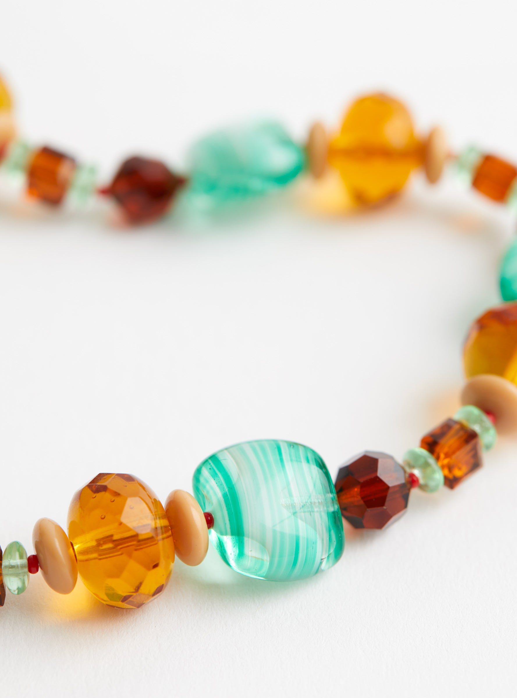 Mini Fancy Glass Beads Necklace Brown and TurquoiseBrown and TurquoiseAglagla close up at Couverture & The Garbstore