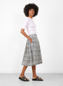 W Rosetta Skirt Charcoal and Off White-Charcoal and Off WhiteYMC(model side) at Couverture & The Garbstore