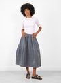 W Parachute Skirt Charcoal-Charcoal-YMC(model front) at Couverture & The Garbstore