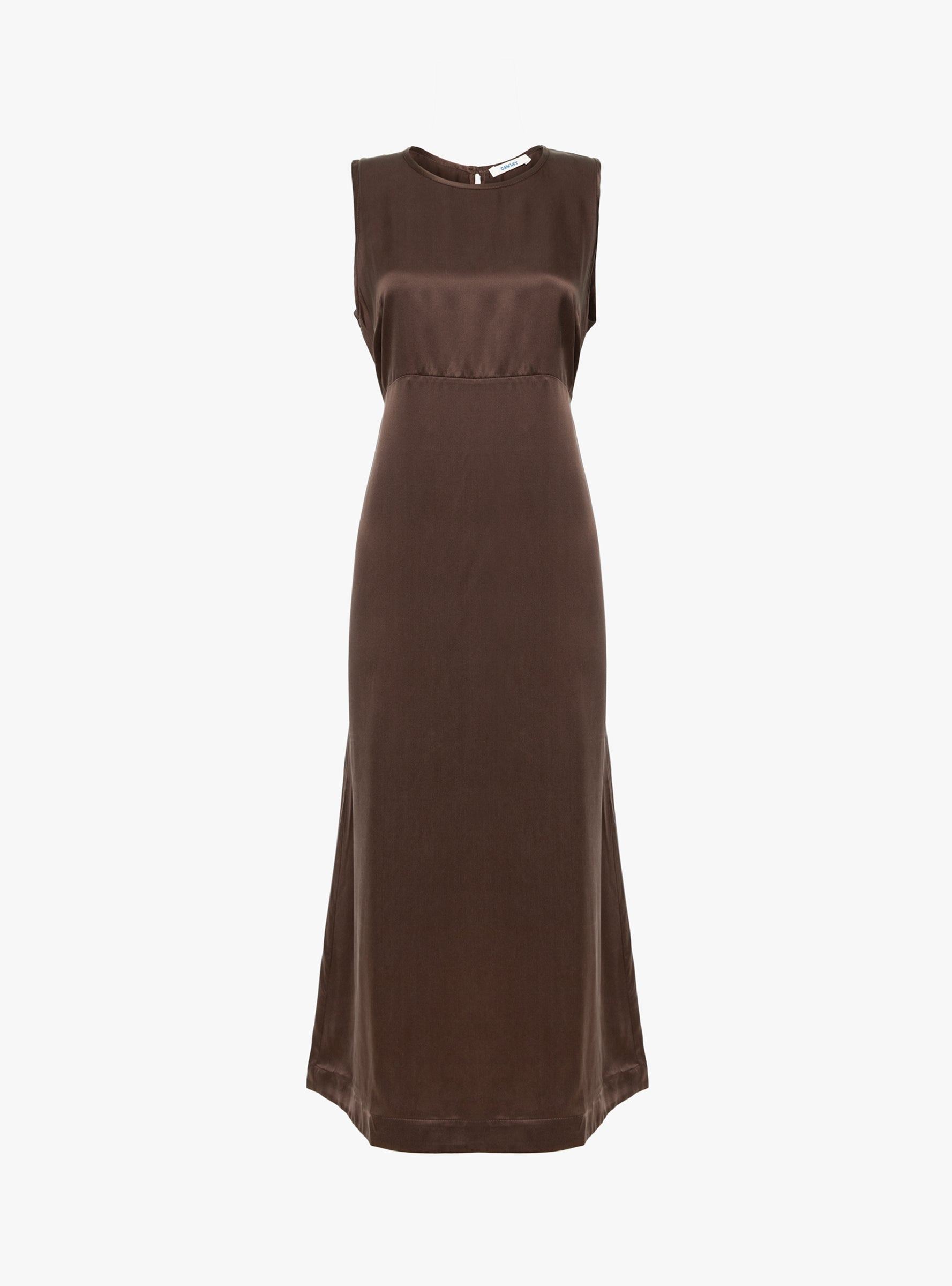Sandwashed Satin Erika Dress Chocolate Chocolate Cawley_Front_View at Couverture & The Garbstore