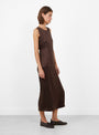 Sandwashed Satin Erika Dress Chocolate Chocolate Cawley (model side) at Couverture & The Garbstore
