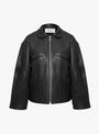 Stretch Wrinkle Leather Flying Jacket Liquorice Liquoirce Cawley (ghost front) at Couverture & The Garbstore