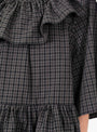 Japanese Cotton Check Washer Dellilah Frill Top Ink and Smoke Check Ink and Smoke Check Cawley (model close up at Couverture & The Garbstore