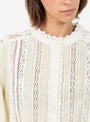 Pippa Solid Short Sleeve Top Cream Cream Sea (model close up) at Couverture & The Garbstore