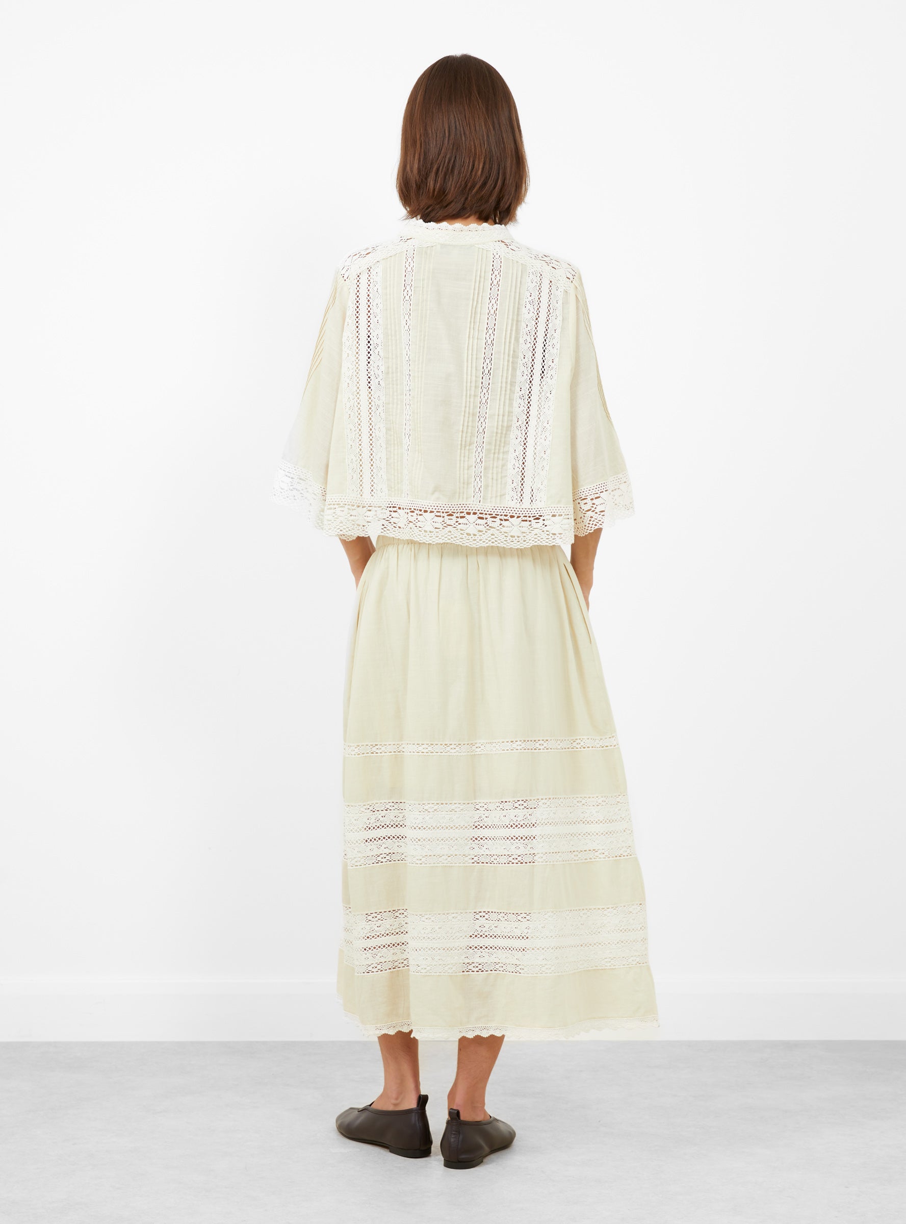 Pippa Solid Midi Skirt Cream Cream Sea (model back) at Couverture & The Garbstore