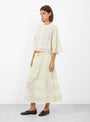 Pippa Solid Midi Skirt Cream Cream Sea (model side) at Couverture & The Garbstore
