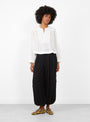 Eliza Solid Long Sleeve Top White-White-Sea(model front) at Couverture & The Garbstore [pos:1.jpg]