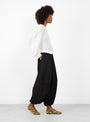 Eliza Solid Long Sleeve Top White-White-Sea(model side) at Couverture & The Garbstore [pos:2.jpg]
