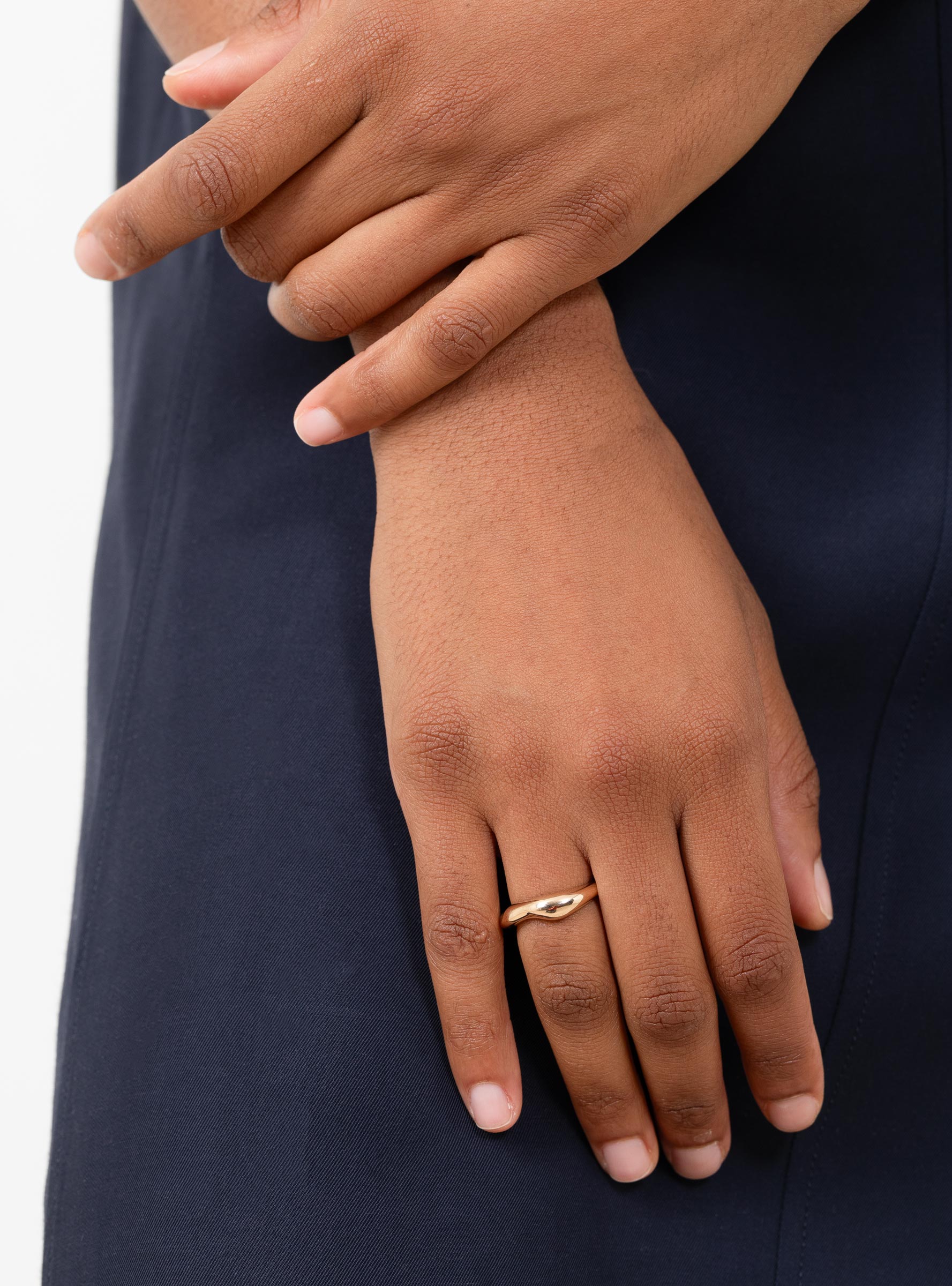 Fine Wavy Ring Gold Plated Brass Brass HR (on model) at Couverture & The Garbstore