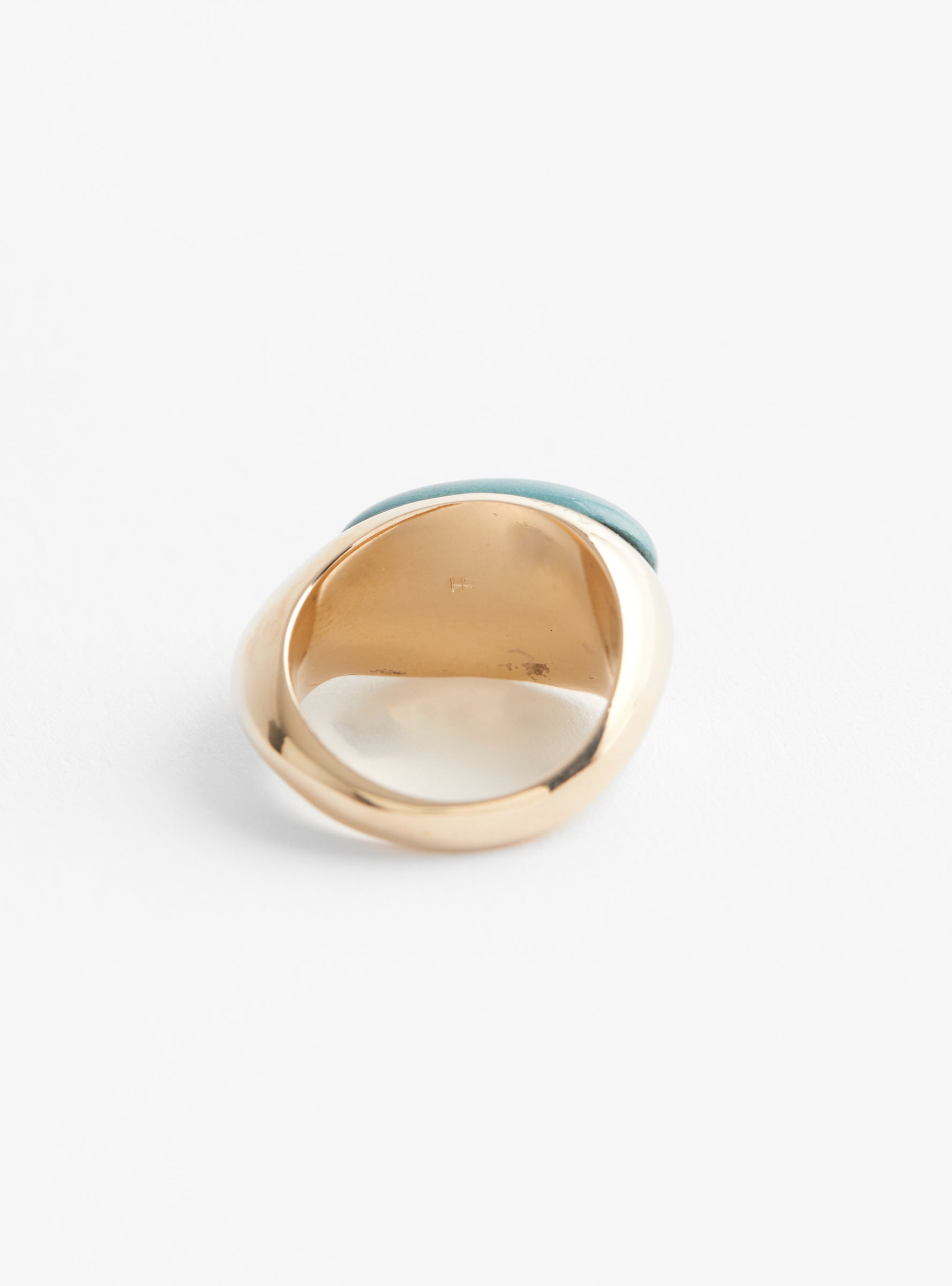 Oval Ceramic Gold Plated Brass Ring MintMintHR back at Couverture & The Garbstore