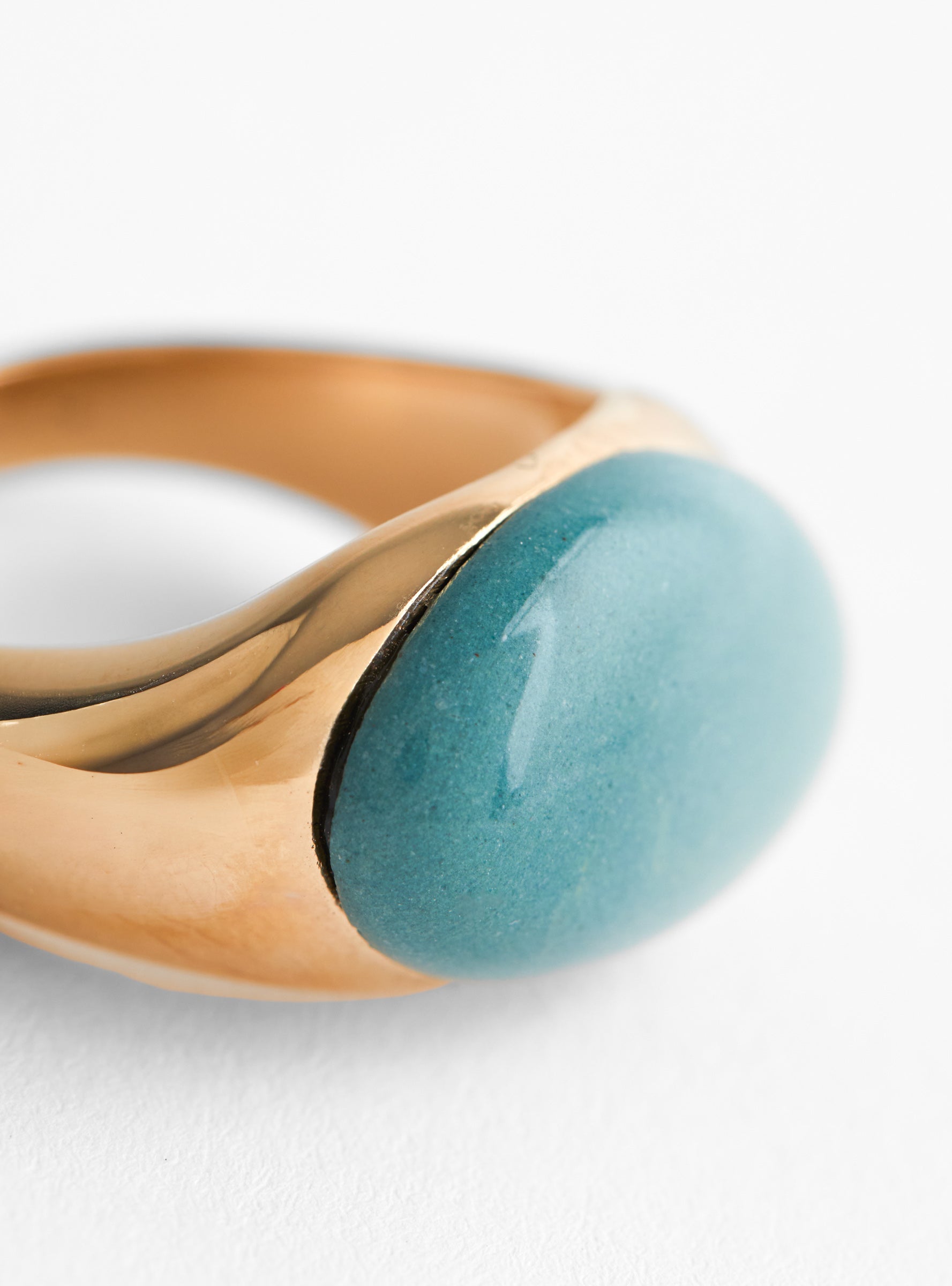 Oval Ceramic Gold Plated Brass Ring MintMintHR close up at Couverture & The Garbstore