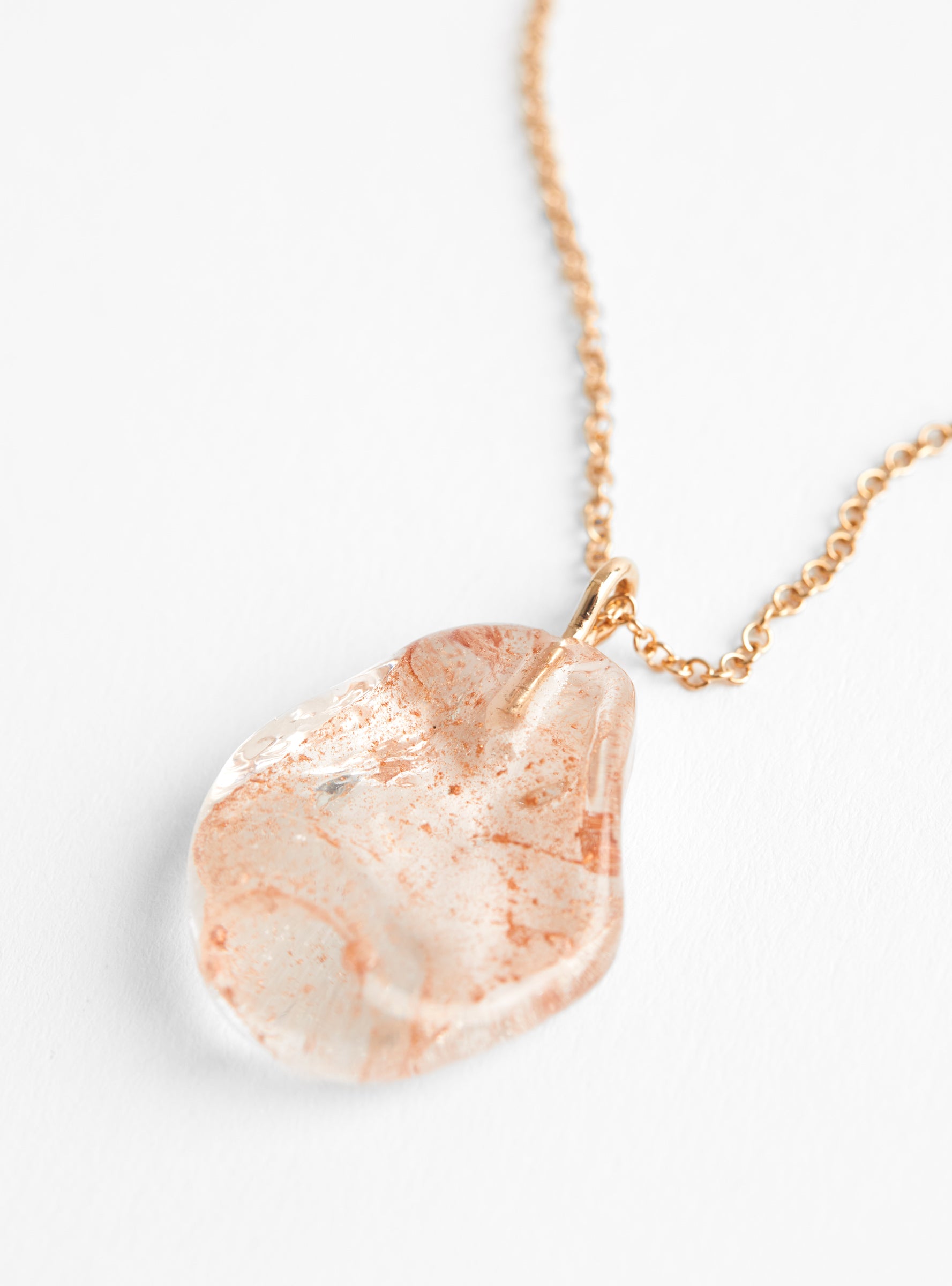 Flat Glass Pendant On Chain CopperCopperHR close up at Couverture & The Garbstore