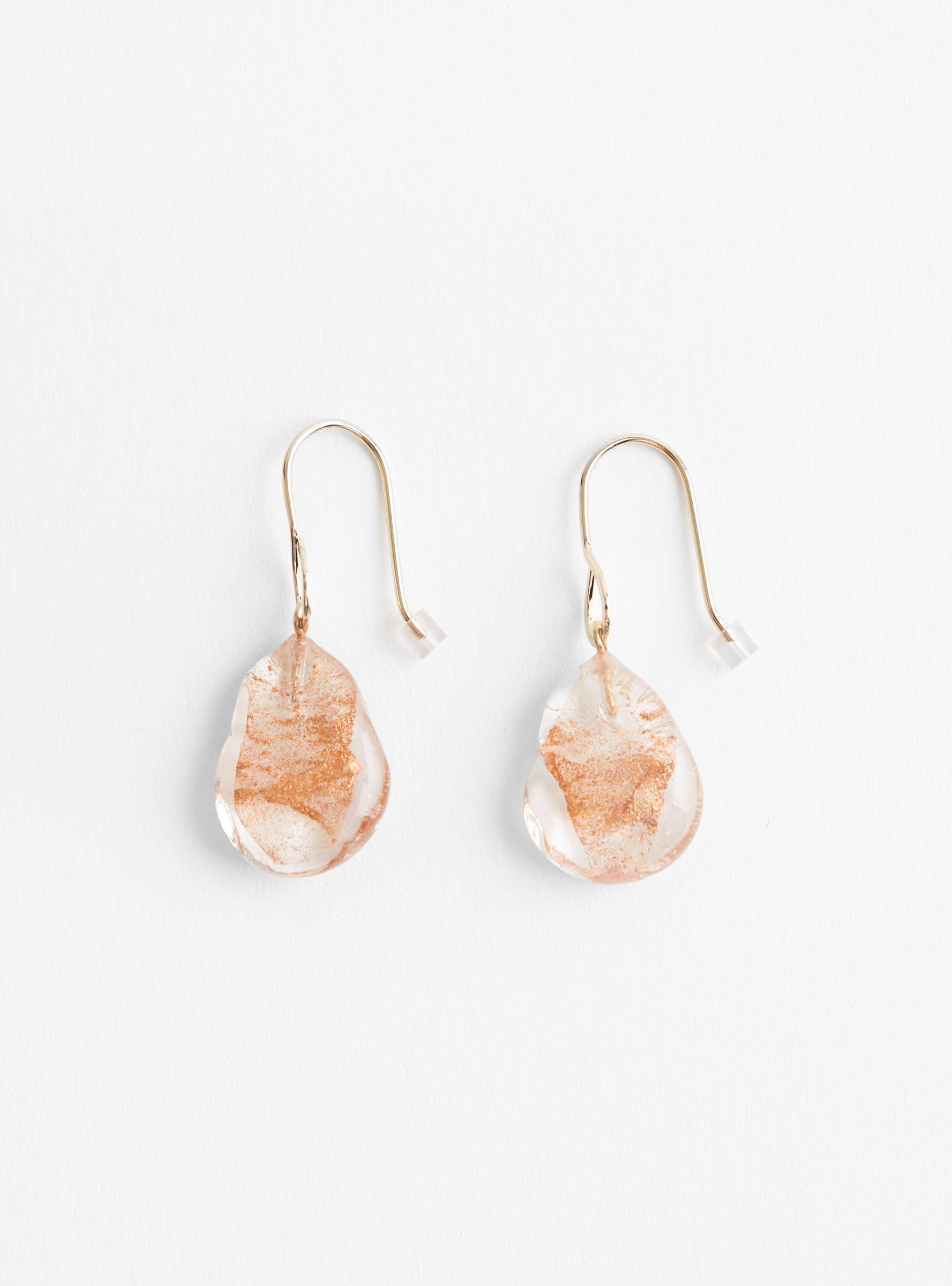 Flat Glass Bead Earrings with Gold Plated Brass Hooks CopperCopperHR front view at Couverture & The Garbstore