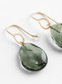 Flat Glass Bead Earrings with Gold Plated Brass Hooks FogFogHR close up at Couverture & The Garbstore