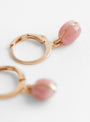 2 Stone on Mini Round Gold Plated Brass Hooks Pink QuartzPink QuartzHR close up at Couverture & The Garbstore
