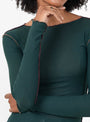 Vein Long Sleeve Tee Hirsu GreenHirsu GreenBASE (model detail) at Couverture & The Garbstore [pos:4.jpg]
