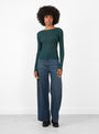 Vein Long Sleeve Tee Hirsu GreenHirsu GreenBASE (model front) at Couverture & The Garbstore [pos:1.jpg]