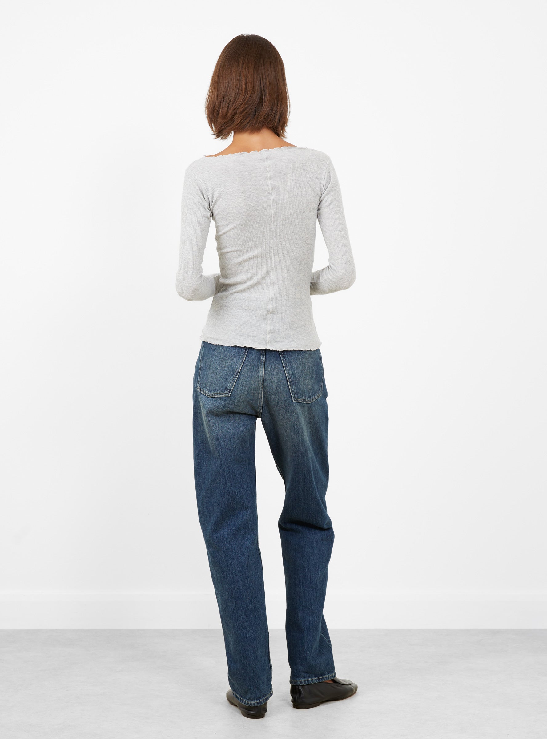 Pama Long Sleeve Grey Melange BASE (modle back) at Couverture & The Garbstore