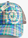 Bi Foam Trucker Cap-Highland Tartan & Brown-B.EAUTIFUL close up at Couverture & The Garbstore