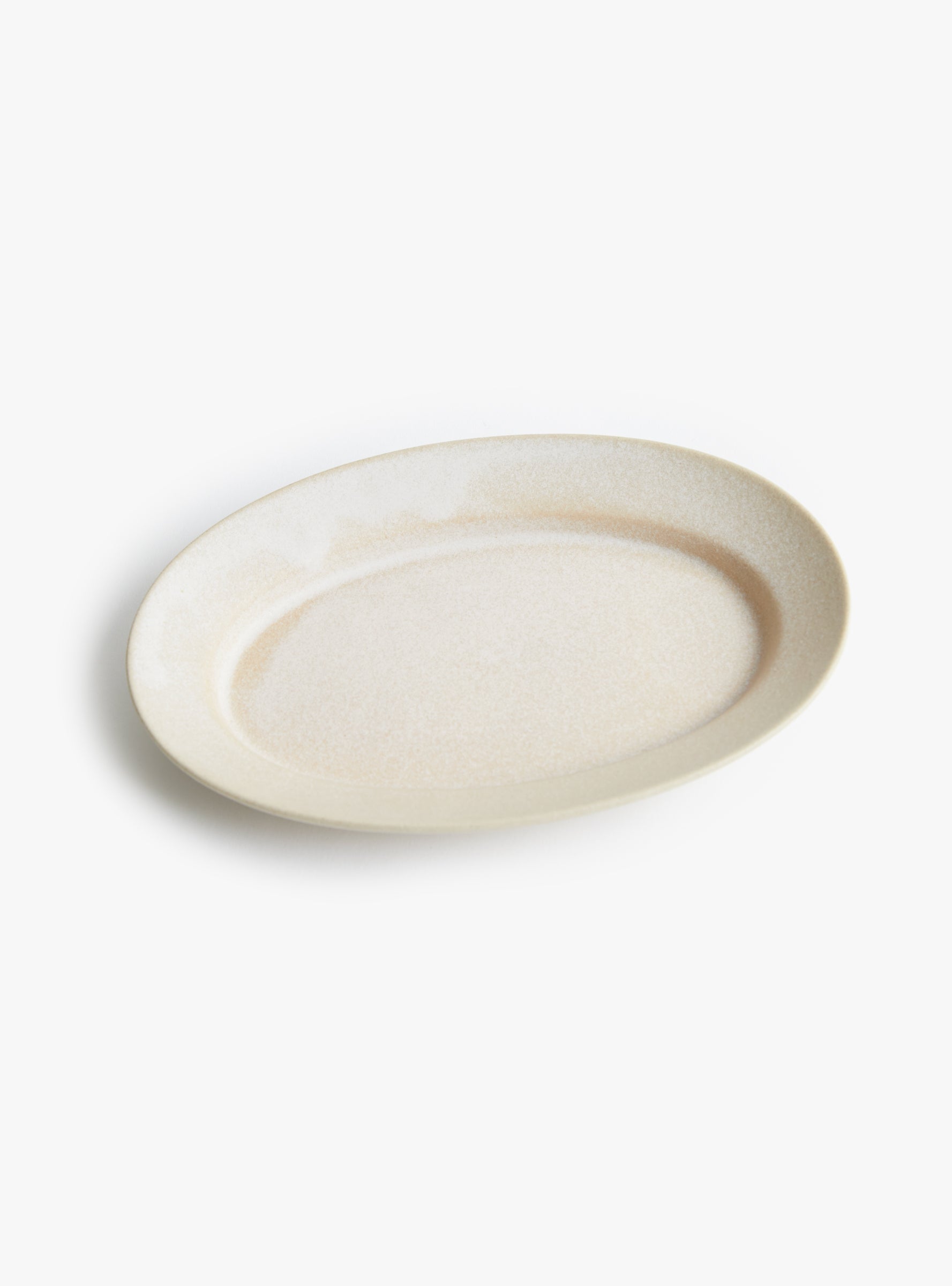 Patina Rim Oval Plate S-Stone Beige-Jiseungmin ceramics(top view) at Couverture & The Garbstore