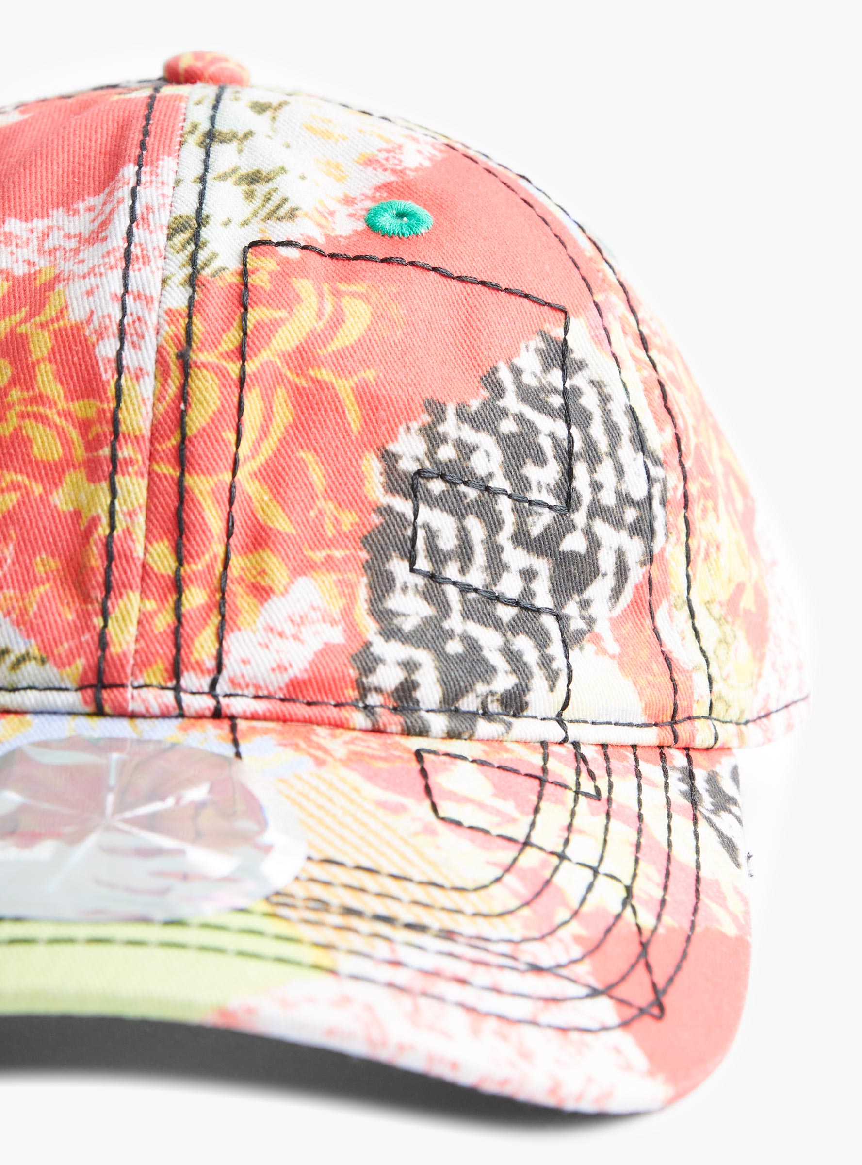 Vapor 6 Panel Cap-Red Kimono & Black-B.EAUTIFUL close up at Couverture & The Garbstore