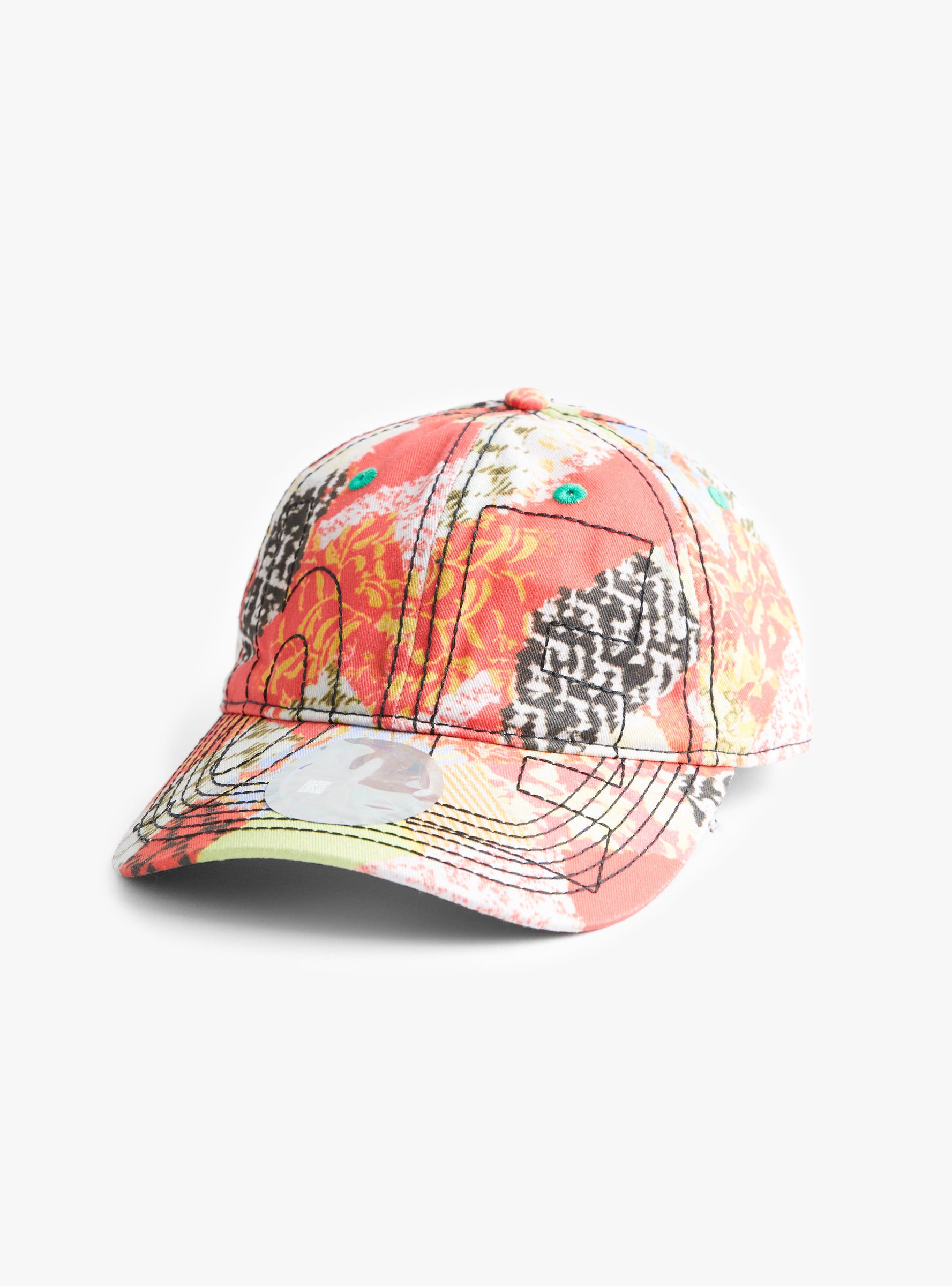 Vapor 6 Panel Cap-Red Kimono & Black-B.EAUTIFUL front view at Couverture & The Garbstore