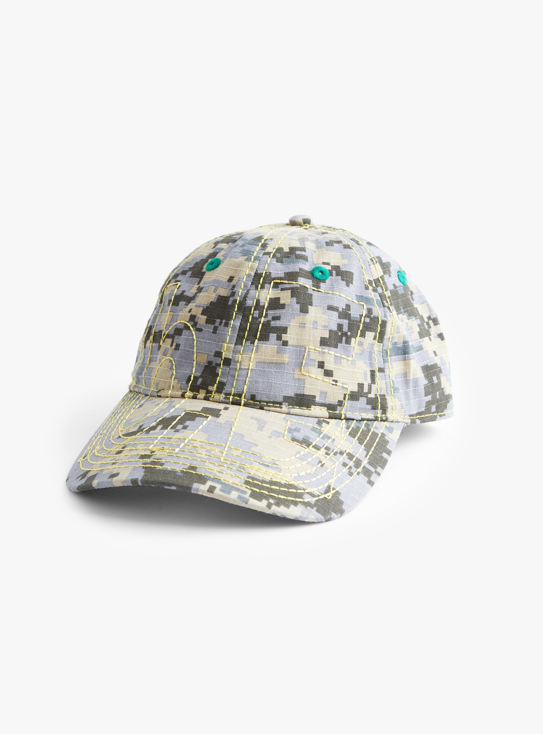 Vapor 6 Panel Cap-Mojave Digicamo & Yellow-B.EAUTIFUL front view at Couverture & The Garbstore