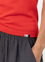 No 471 Britney Tank Top Tomato Tomato Extreme Cashmere (model close up) at Couverture & The Garbstore