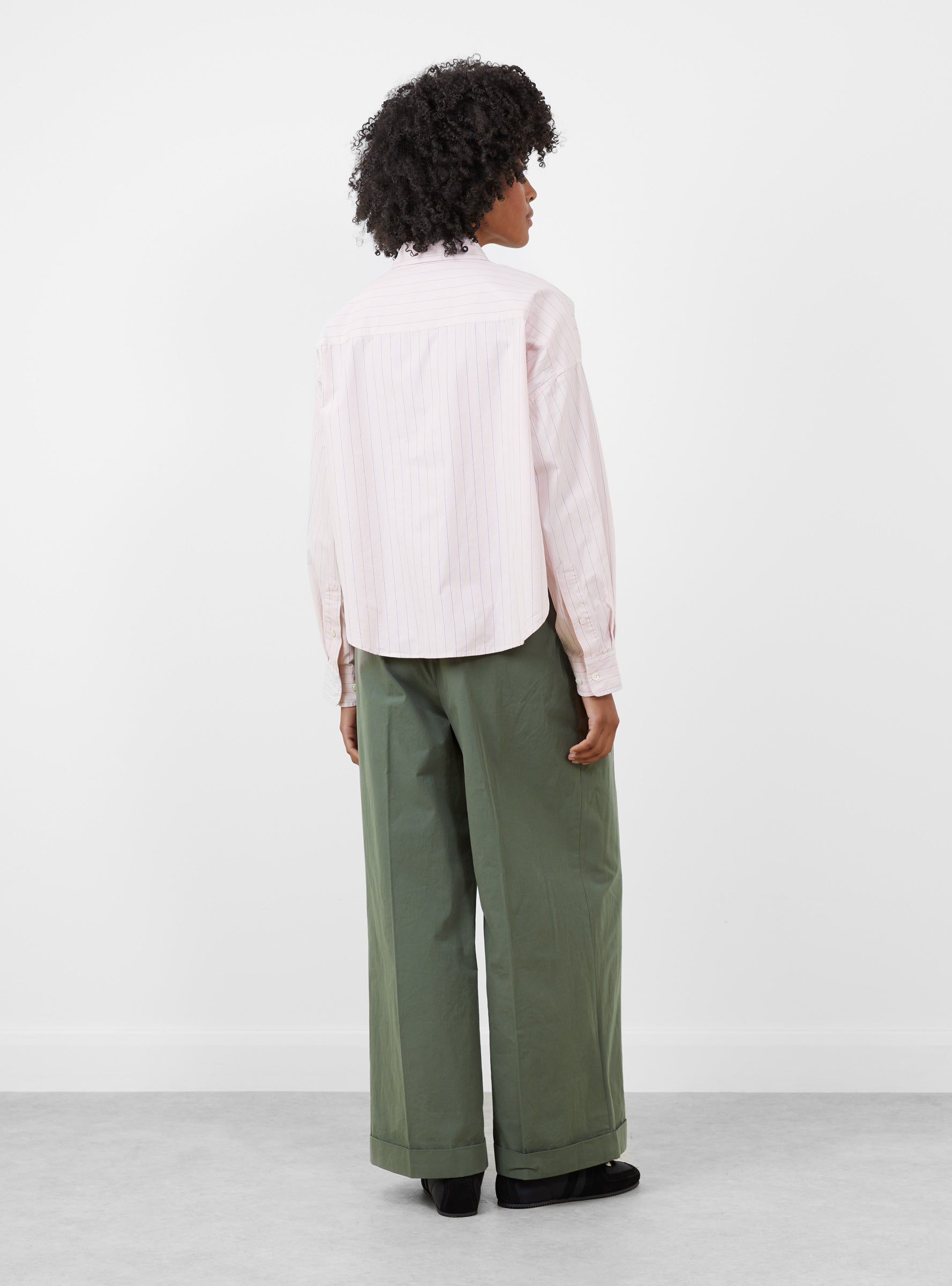 Ginger Shirt Pink and Grey Stripe Pink and Grey Stripe Bellerose (model back) at Couverture & The Garbstore