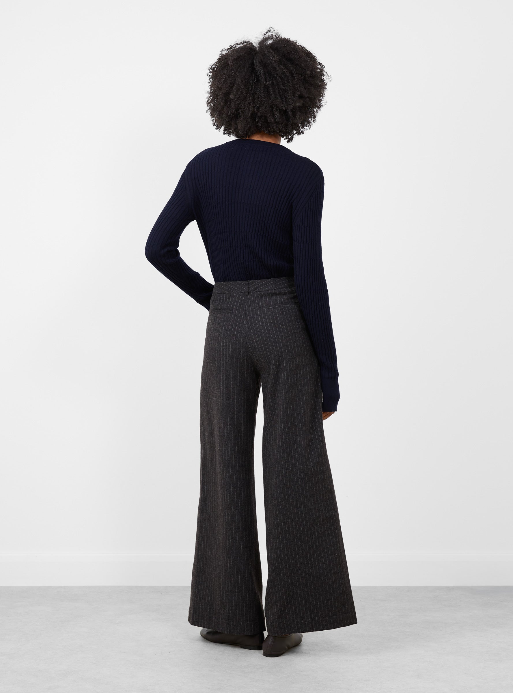 Volkert Trouser Dark Grey Stripe Dark Grey Stripe Bellerose (model back) at Couverture & The Garbstore