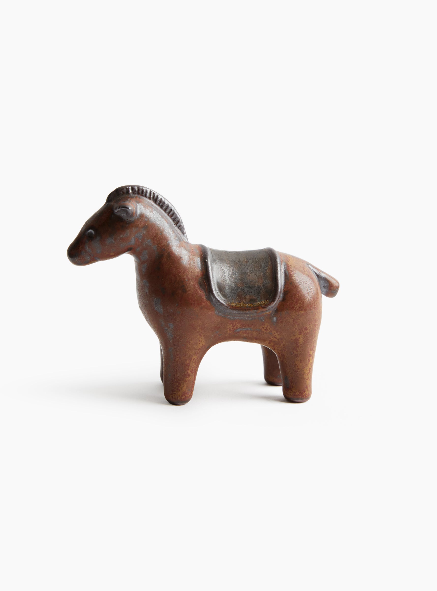 Wooden Horse Ornament D9 reddish brown KASHIWA_Left Side_View at Couverture & The Garbstore
