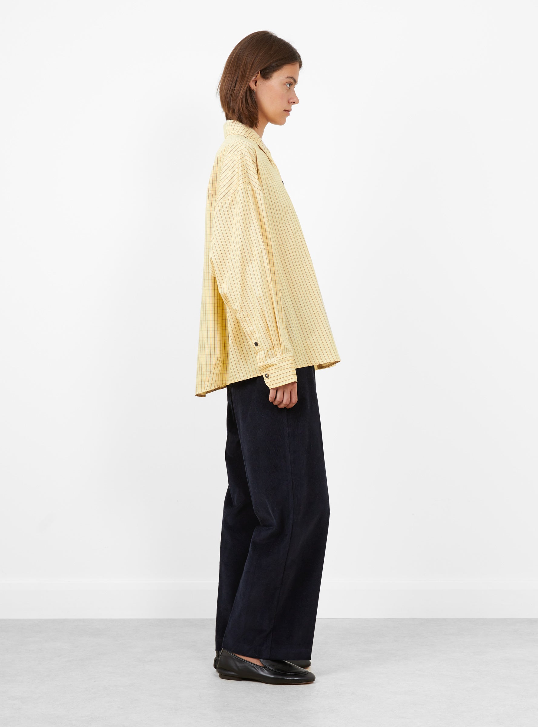 Checked Oversized Shirt Yellow and Brown Yellow and Brown CORDERA (model side) at Couverture & The Garbstore